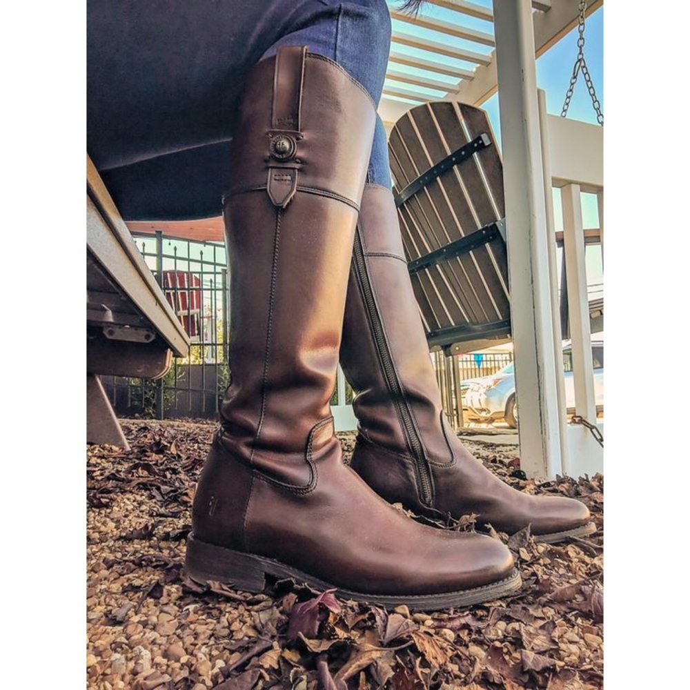 $438 Frye Jayden Button Black Tall Knee High Real Leather Vintage Riding Boot - Picture 5 of 16